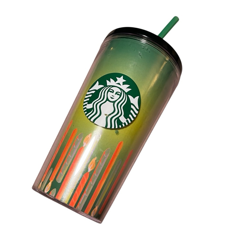 2021 Starbucks 16 oz Birthday Candle Acrylic Cold Drink Cup With Straw